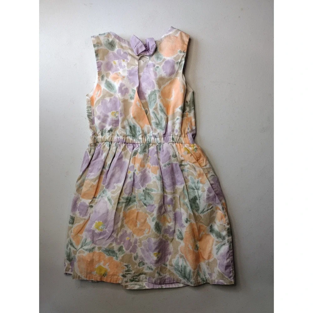 Carters Kid Girls 5 Floral Sleeveless Dress Pastel‎ Purple Orange Cotton Bow